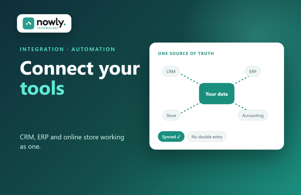 CRM, ERP, store and accounting tools connected to one data hub